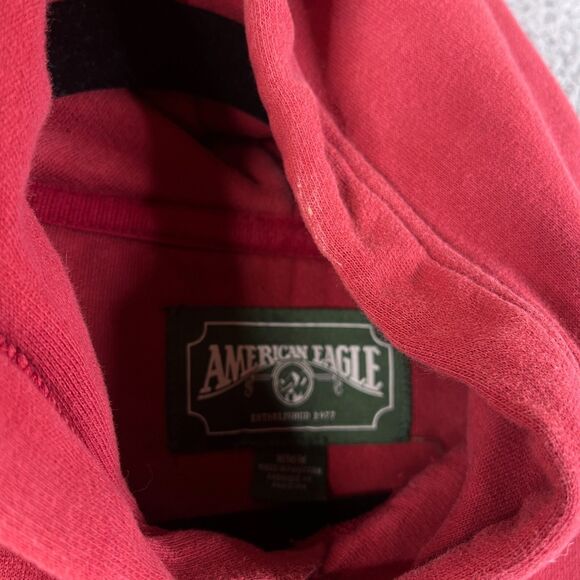 American Eagle Hoodie Mens Medium Red Sweatshirt Pouch Sweater Heavyweight - Picture 5 of 9